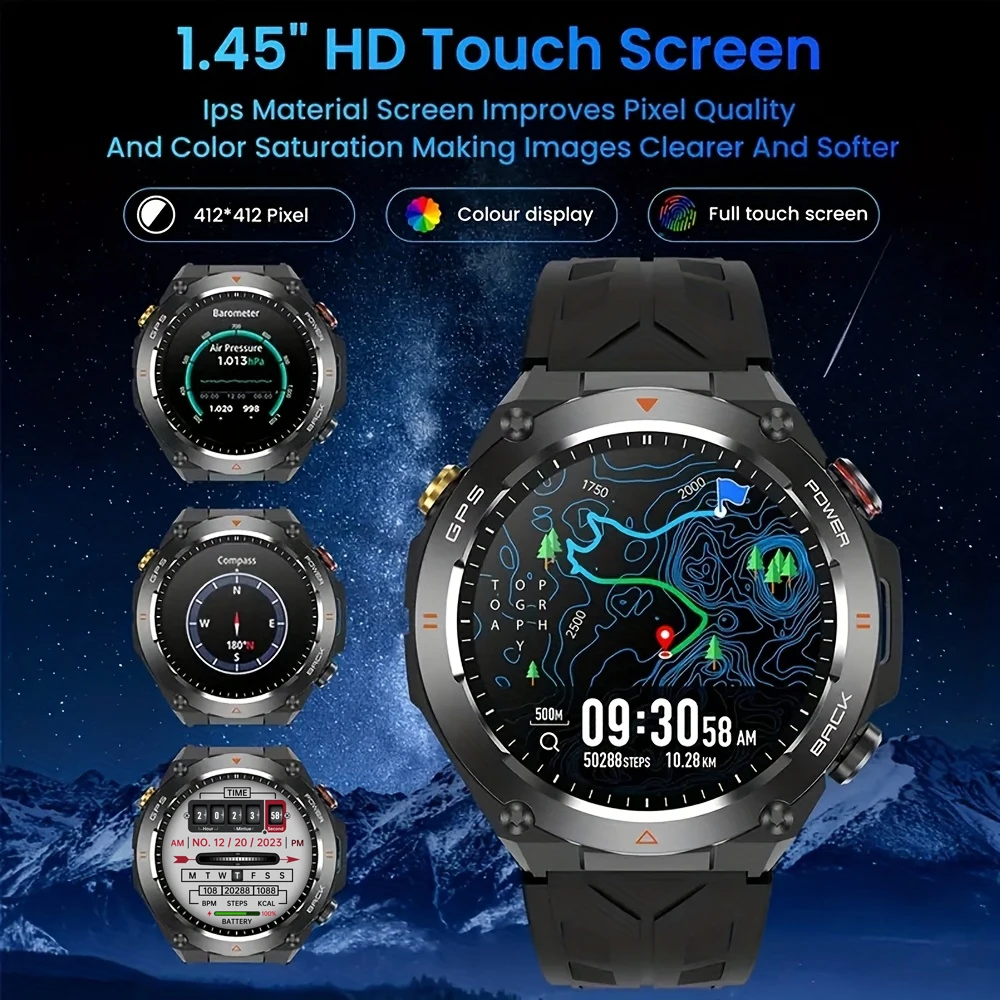 SENBONO 2025 Built-in GPS Smart Watch Bluetooth Call 1ATM Waterpro Military Sports Fitness Tracker Smartwatch for Men SENBONO 2025 Built-in GPS Smart Watch Bluetooth Call 1ATM Waterpro Military Sports Fitness Tracker Smartwatch for Men