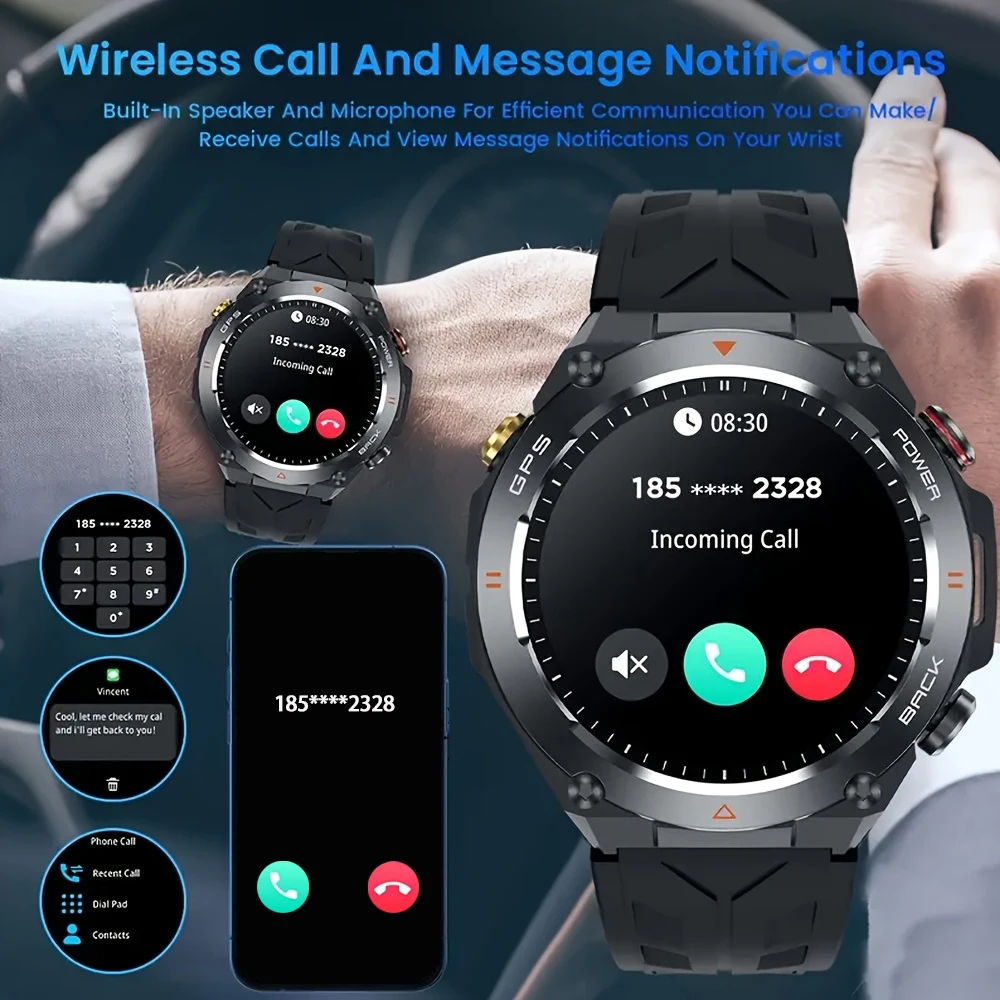 SENBONO 2025 Built-in GPS Smart Watch Bluetooth Call 1ATM Waterpro Military Sports Fitness Tracker Smartwatch for Men SENBONO 2025 Built-in GPS Smart Watch Bluetooth Call 1ATM Waterpro Military Sports Fitness Tracker Smartwatch for Men
