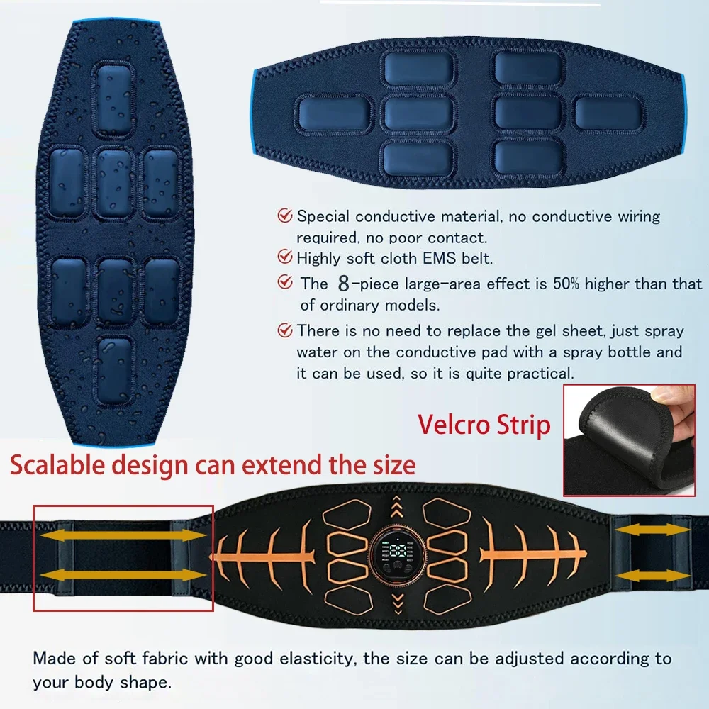 Muscle Toner Smart Abdominal Toning Belt EMS Muscle Stimulator Ab Trainer USB Charge Body Massager Weight Loss Fitness Equipment Muscle Toner Smart Abdominal Toning Belt EMS Muscle Stimulator Ab Trainer USB Charge Body Massager Weight Loss Fitness Equipment