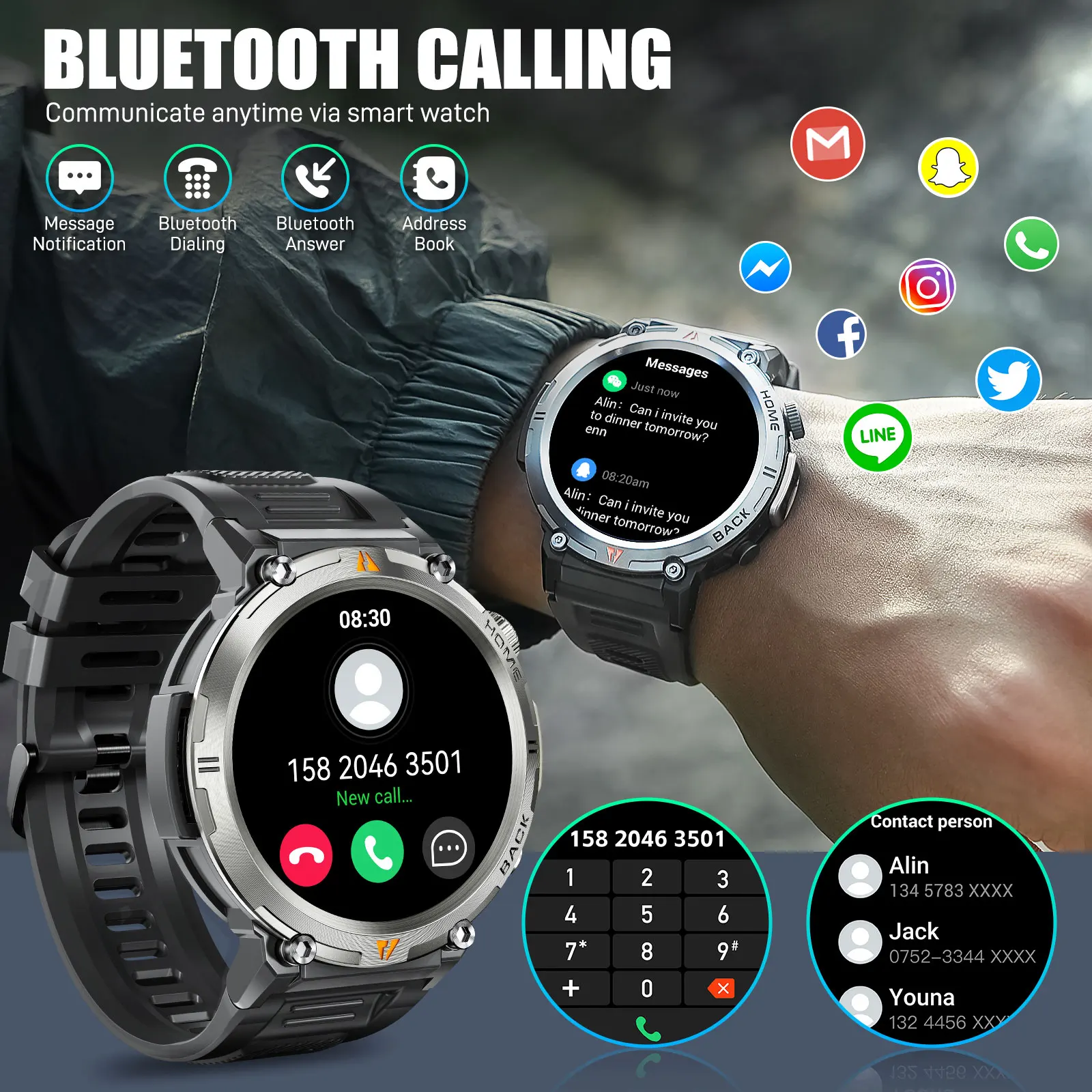 LaNikar KE3 Black Bluetooth Call Smart Watch Men Full Touch Screen Health Monitor With Flashlight Men SmartWatch For ios Androi LaNikar KE3 Black Bluetooth Call Smart Watch Men Full Touch Screen Health Monitor With Flashlight Men SmartWatch For ios Androi