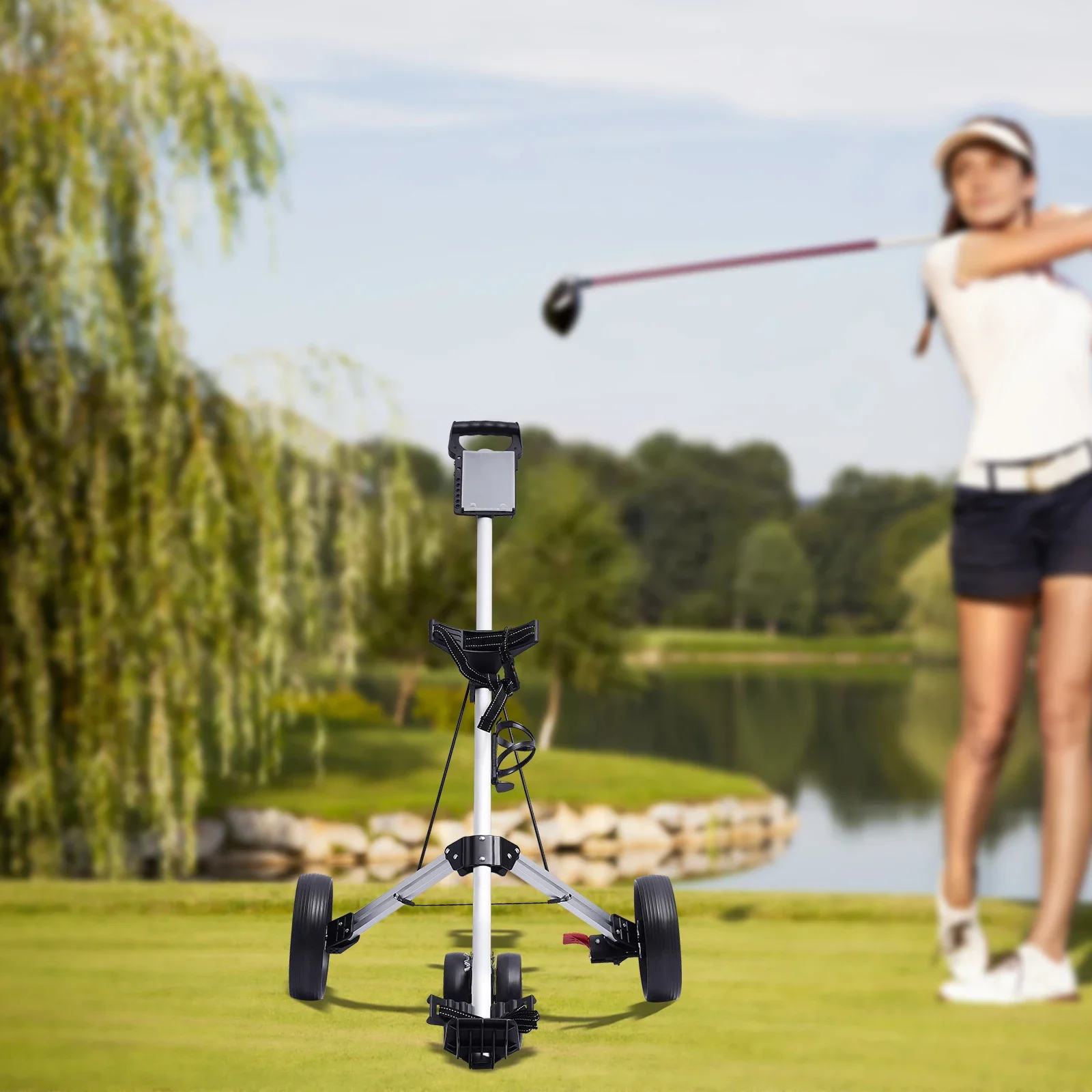 3 Wheel Push Pull Golf Cart Foldable Lightweight Golf Push Cart Portable Aluminum Alloy Golf Trolley with Foot Brake 3 Wheel Push Pull Golf Cart Foldable Lightweight Golf Push Cart Portable Aluminum Alloy Golf Trolley with Foot Brake