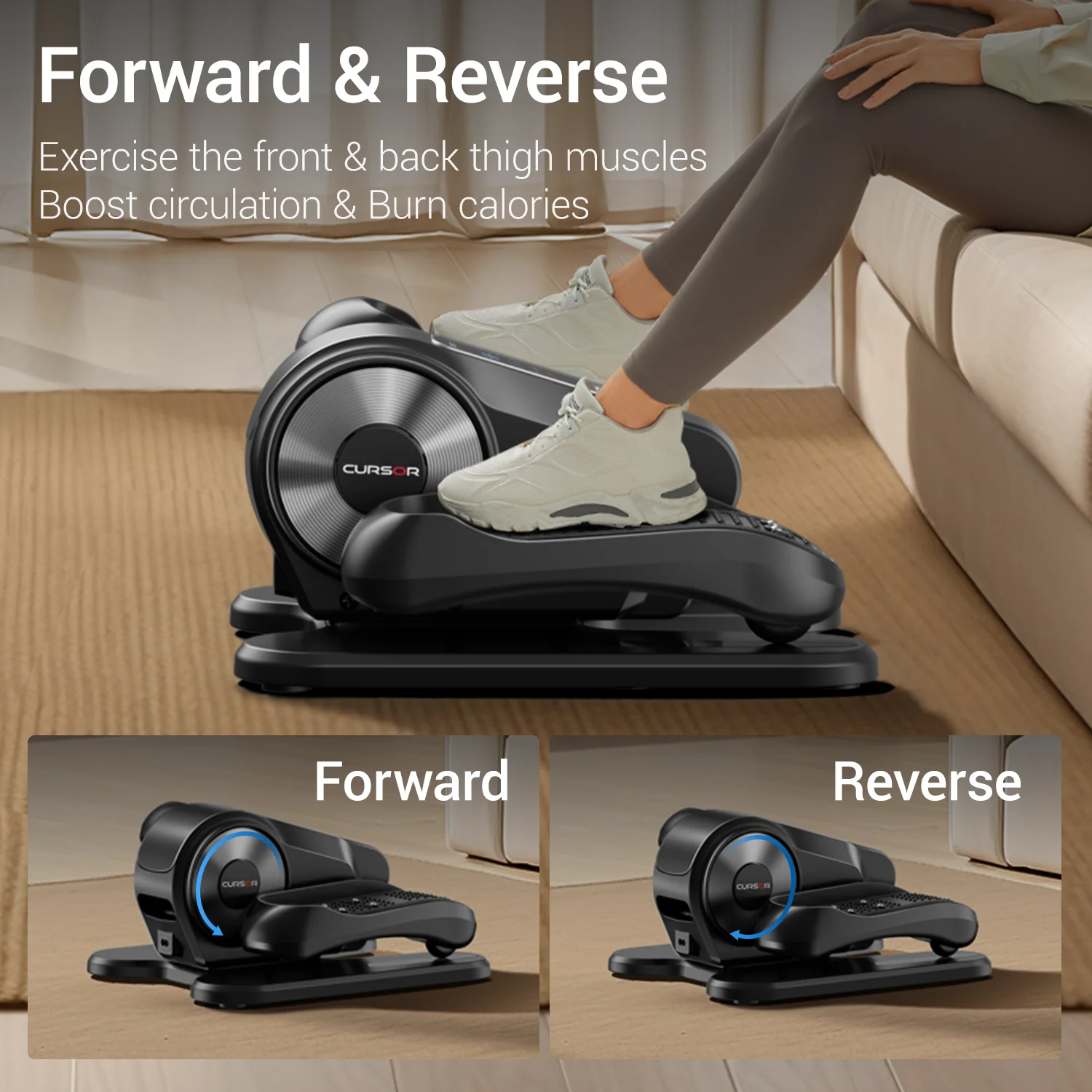 Compact Electric Under-Desk Elliptical Machine with Remote, 12-Speed, Forward/Reverse, Auto/Manual Modes for Home & Office Compact Electric Under-Desk Elliptical Machine with Remote, 12-Speed, Forward/Reverse, Auto/Manual Modes for Home & Office