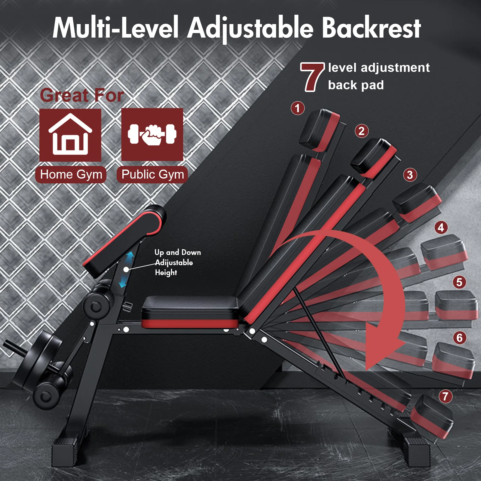 Adjustable Weight Bench 7-Level Foldable with Extended Headrest Leg Extension Incline Decline Bench 770 lbs Full-Body Strength Adjustable Weight Bench 7-Level Foldable with Extended Headrest Leg Extension Incline Decline Bench 770 lbs Full-Body Strength