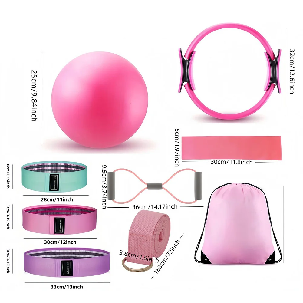 10 Pcs Pilates Essentials Kit with Stretching Strap 8 Resistance Bands Pilates Ring and Ball Set with Storage Bag Yoga Sets 10 Pcs Pilates Essentials Kit with Stretching Strap 8 Resistance Bands Pilates Ring and Ball Set with Storage Bag Yoga Sets