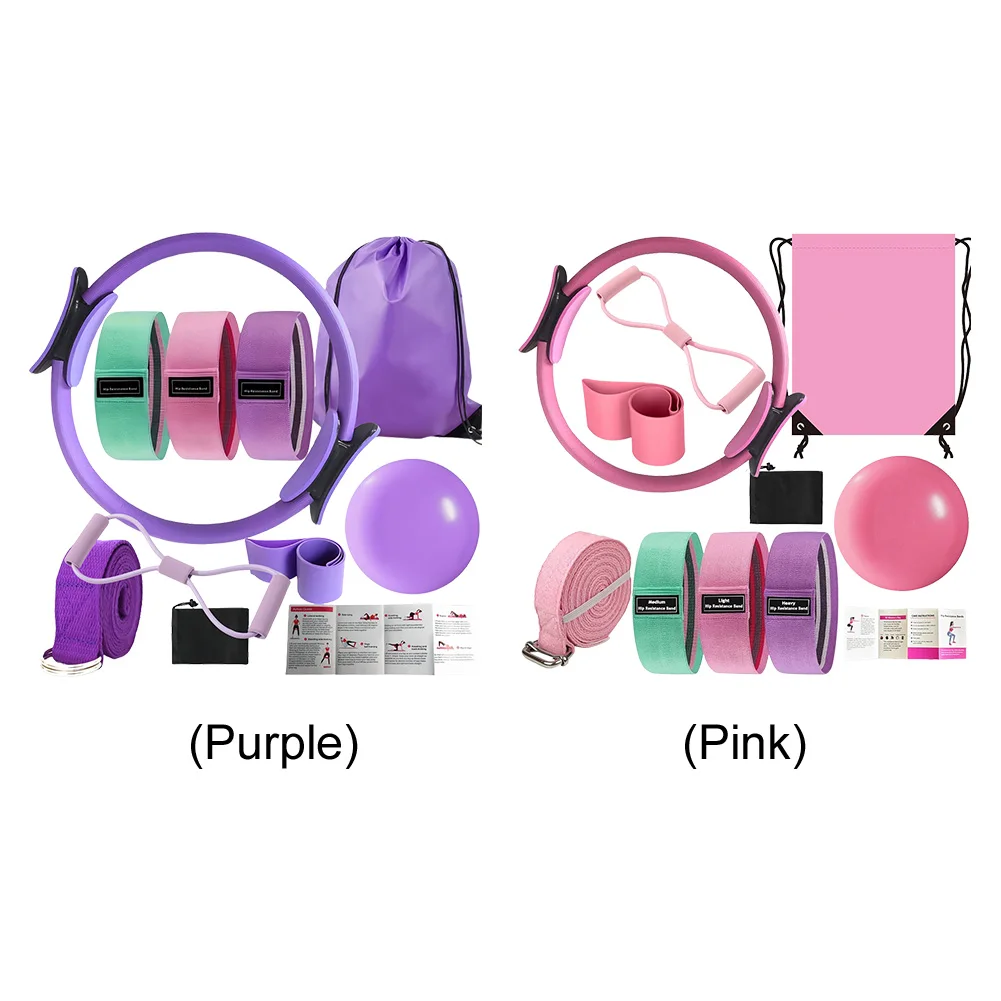 10 Pcs Pilates Essentials Kit with Stretching Strap 8 Resistance Bands Pilates Ring and Ball Set with Storage Bag Yoga Sets 10 Pcs Pilates Essentials Kit with Stretching Strap 8 Resistance Bands Pilates Ring and Ball Set with Storage Bag Yoga Sets