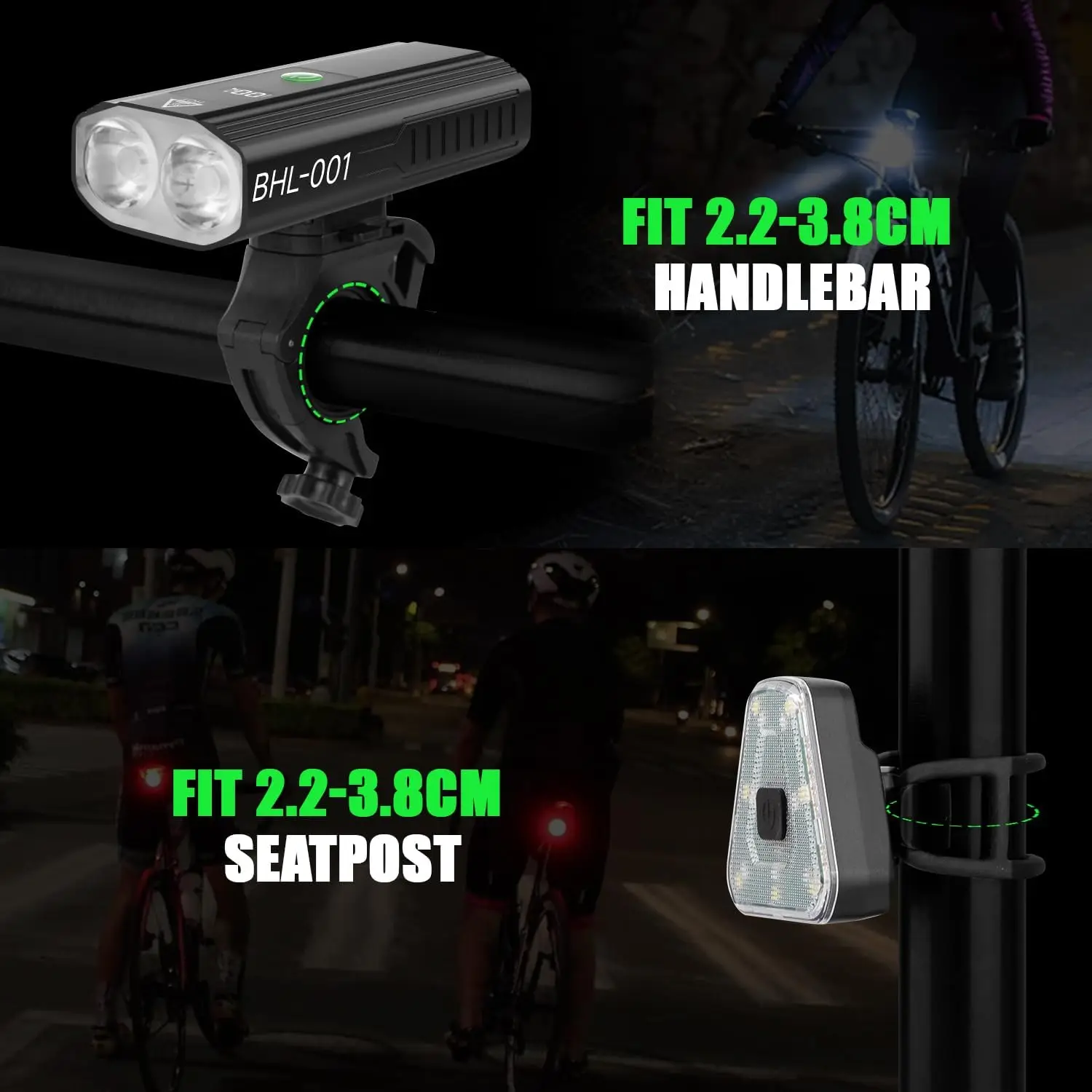 Bike Lights for Night Riding, 2000 High Lumens Super Bright LED Headlight and Back Taillight Set, Bicycle Light Front and Rear f Bike Lights for Night Riding, 2000 High Lumens Super Bright LED Headlight and Back Taillight Set, Bicycle Light Front and Rear f