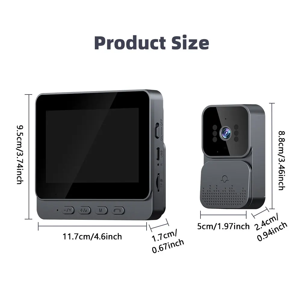 4.3” IPS HD 2.4G WiFi Smart Intercom with Wireless Video Doorbell Home Night Vision Monitoring Two-Way Talk Camera Ringing Bell 4.3'' IPS HD 2.4G WiFi Smart Intercom with Wireless Video Doorbell Home Night Vision Monitoring Two-Way Talk Camera Ringing Bell