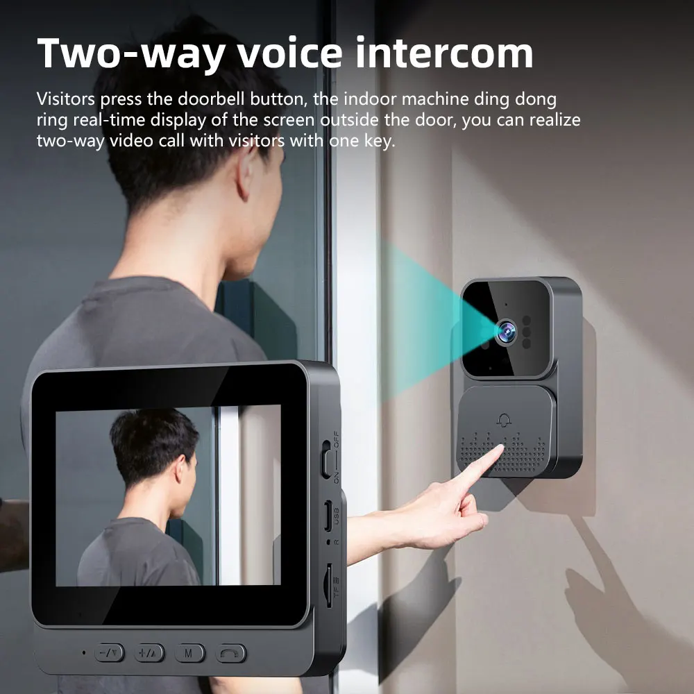 4.3” IPS HD 2.4G WiFi Smart Intercom with Wireless Video Doorbell Home Night Vision Monitoring Two-Way Talk Camera Ringing Bell 4.3'' IPS HD 2.4G WiFi Smart Intercom with Wireless Video Doorbell Home Night Vision Monitoring Two-Way Talk Camera Ringing Bell