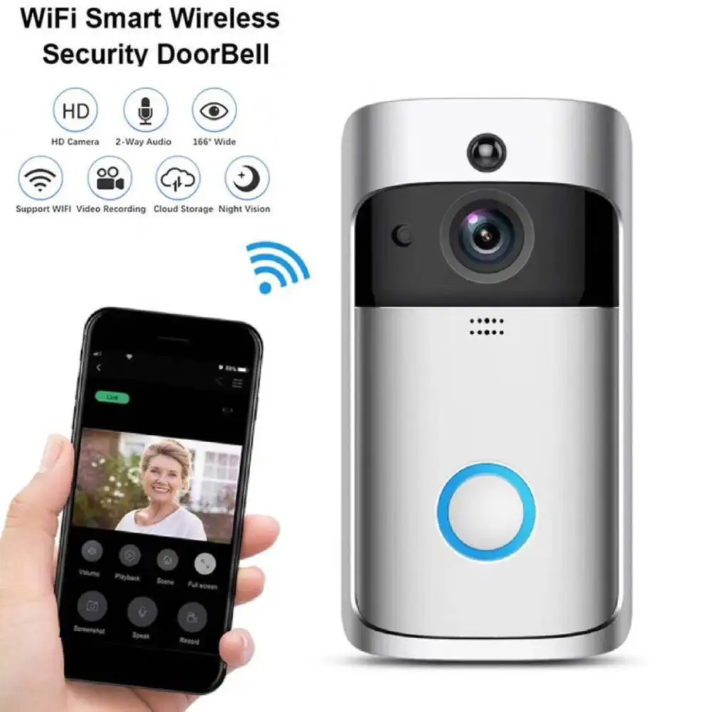 WiFi Video Doorbell 2 Way Audio Security Home Door Bell 720P Night Vision with Noise Cancelling Microphone Smart Human Detection WiFi Video Doorbell 2 Way Audio Security Home Door Bell 720P Night Vision with Noise Cancelling Microphone Smart Human Detection